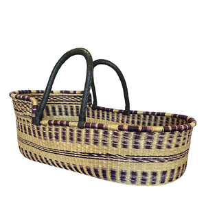 Baby Moses Basket Black Handles - Purple