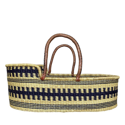 Baby Moses Basket Brown Handles - Monochrome
