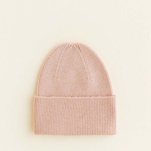 Hvid Knitted Beanie Fonzie (newborn) - Apricot