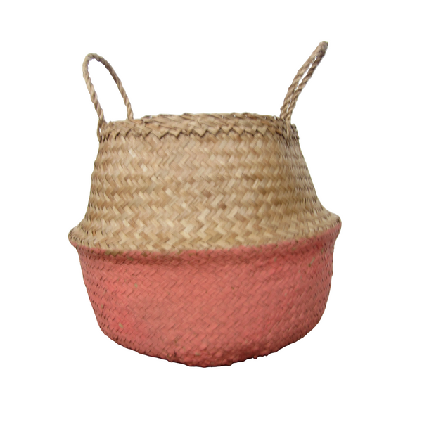 Olli Ella Seagrass Belly Basket - Pink