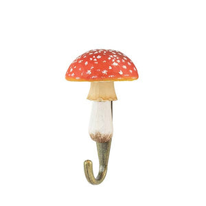 Wildlife Garden Hand Carved Mushroom Hook - Fly Agaric