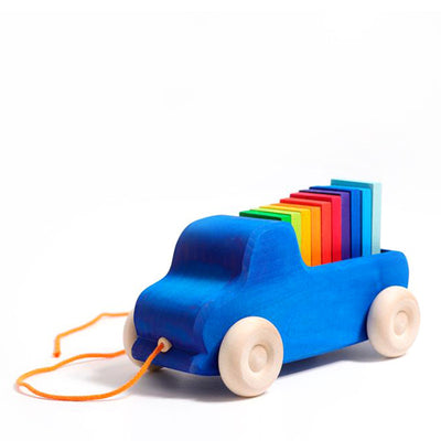 Grimm's Pull Along Toy - Truck Blue