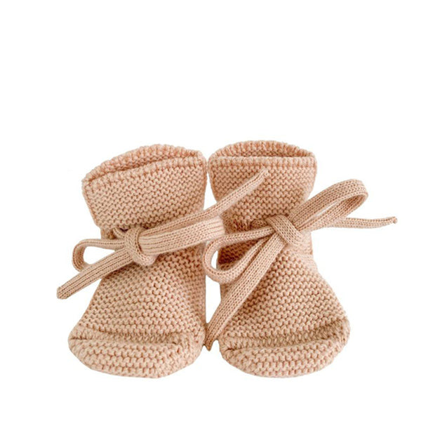 Hvid Knitted Booties – Apricot