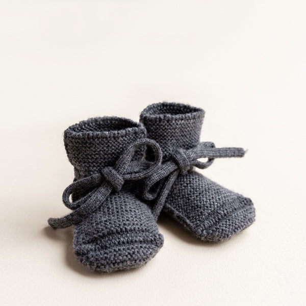 Hvid Knitted Booties – Charcoal