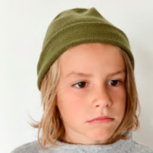 Hvid Knitted Beanie Efa - Olive