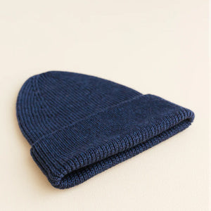 Hvid Knitted Beanie Fonzie - Blue