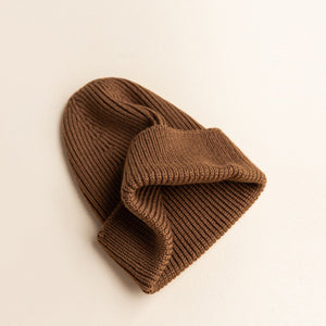 Hvid Knitted Beanie Fonzie - Chocolate