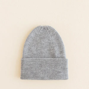 Hvid Knitted Beanie Fonzie (newborn) - Grey Melange