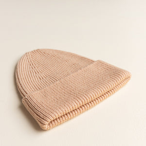 Hvid Knitted Beanie Fonzie - Salmon