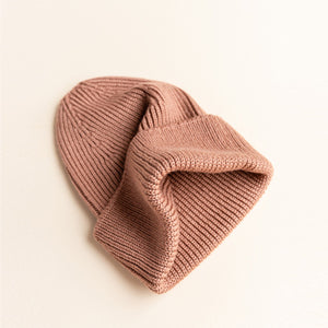 Hvid Knitted Beanie Fonzie - Terracotta