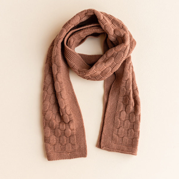 Hvid Knitted Scarf Fiona - Terracotta