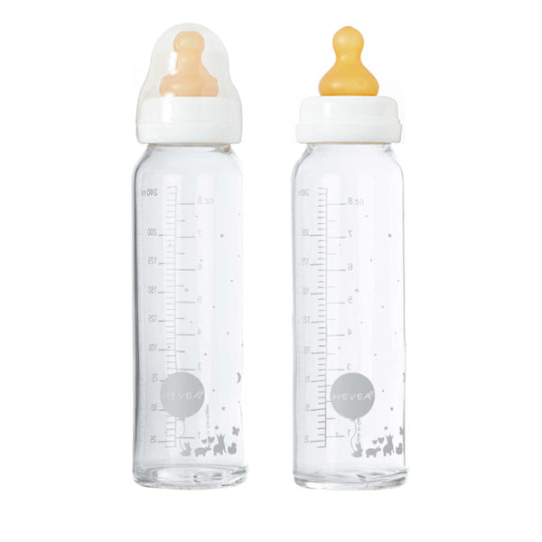 Hevea Large Glass Baby Bottle 240ml (set of 2)