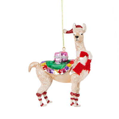 Glass Shaped Christmas Bauble - Llama