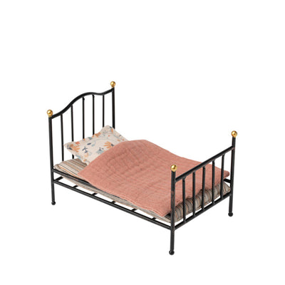 Maileg Metal Vintage Bed, Mouse - Anthracite