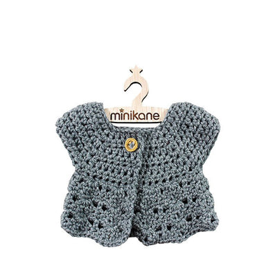 Minikane Paola Reina Baby Doll Crochet Cardigan – Gris Chiné