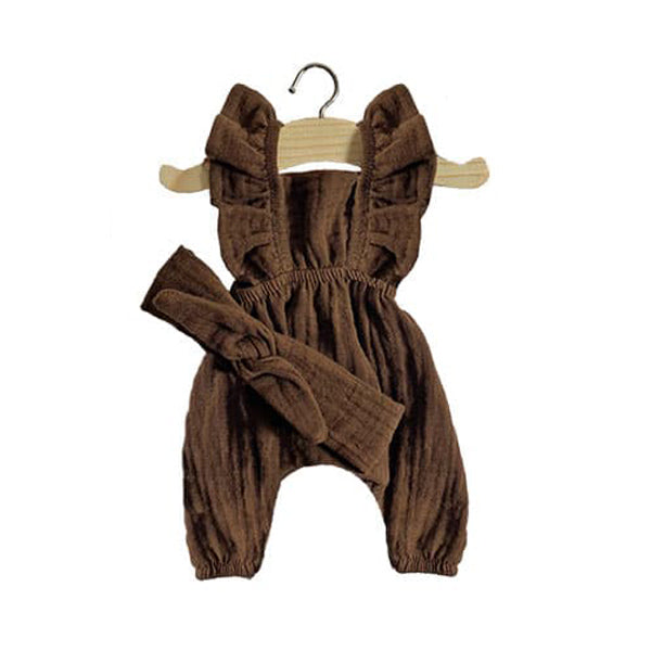 Minikane Paola Reina Baby Doll Jumpsuit MAYA with Head Band - Chocolat