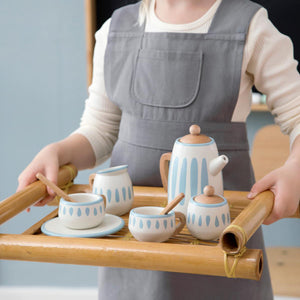 Sebra Wooden Tea Set - Classic White/Dusty Teal