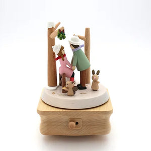 Wooderful Life Wooden Music Box - Kiss Under the Mistletoe