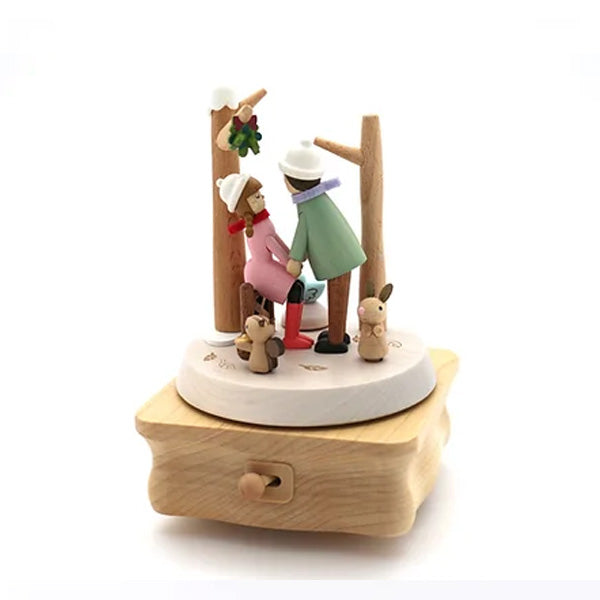 Wooderful Life Wooden Music Box - Kiss Under the Mistletoe