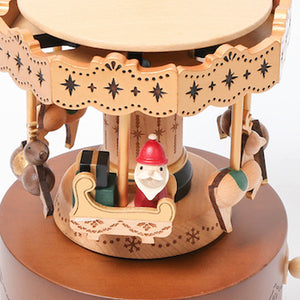 Wooderful Life Wooden Music Box - Santa & Reindeer Carousel