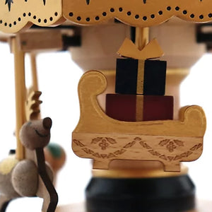 Wooderful Life Wooden Music Box - Santa & Reindeer Carousel