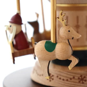 Wooderful Life Wooden Music Box - Santa & Reindeer Carousel