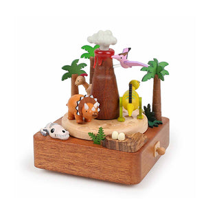 Wooderful Life Wooden Music Box - Volcano & Dinosaur