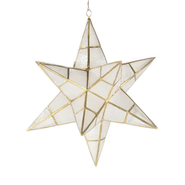 Star Polygon Shaped Christmas Ornament - Large - Brass