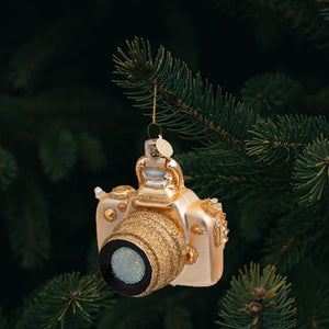 Vondels Glass Shaped Christmas Ornament - Gold Camera