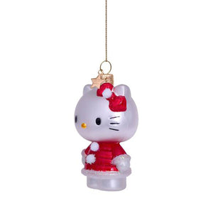 Vondels Glass Shaped Christmas Ornament - Hello Kitty w/xmas Dress