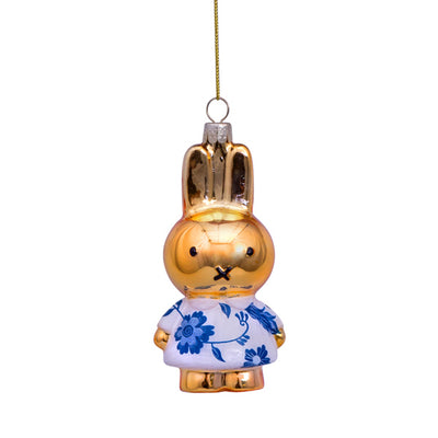 Vondels Glass Shaped Christmas Ornament - Miffy with Delft Blue Dress