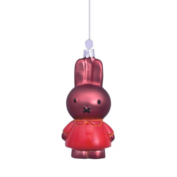 Vondels Glass Shaped Christmas Ornament - Miffy Melanie with Orange Dress