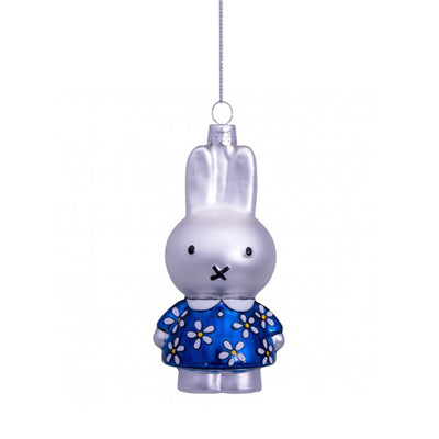 Vondels Glass Shaped Christmas Ornament - Miffy with Blue Flower Dress