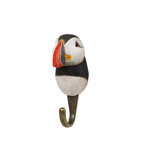 Wildlife Garden Hand Carved Animal Hook - Atlantic Puffin