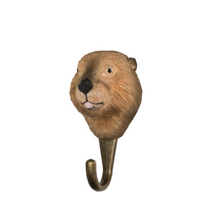 Wildlife Garden Hand Carved Animal Hook - Beaver