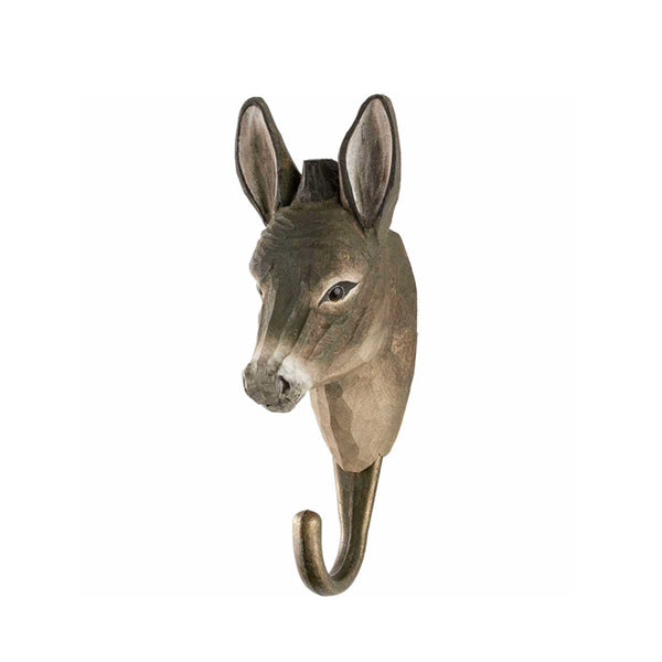 Wildlife Garden Hand Carved Animal Hook - Donkey