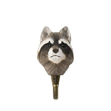 Wildlife Garden Hand Carved Animal Hook - Raccoon