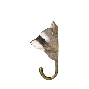 Wildlife Garden Hand Carved Animal Hook - Raccoon