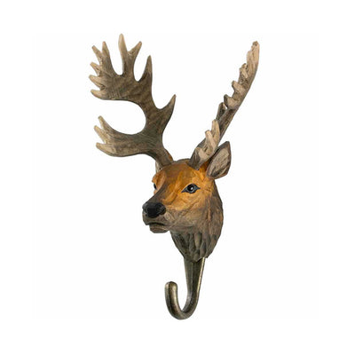 Wildlife Garden Hand Carved Animal Hook - Red Deer