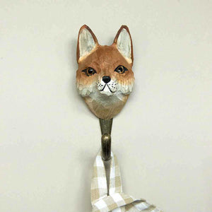 Wildlife Garden Hand Carved Animal Hook - Red Fox