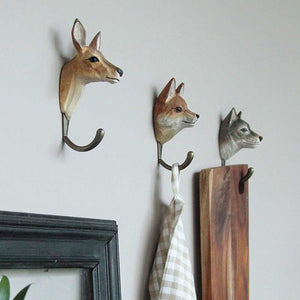 Wildlife Garden Hand Carved Animal Hook - Roe Deer