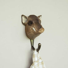 Wildlife Garden Hand Carved Hook - Wild Boar