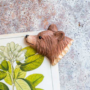 Wildlife Garden Hand Carved Animal Magnet - Brown Bear