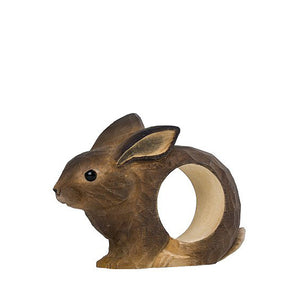 Wildlife Garden Hand Carved Napkin Ring - Rabbit