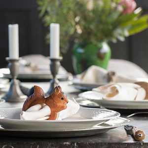 Wildlife Garden Hand Carved Napkin Ring - Squirrel