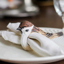 Wildlife Garden Hand Carved Napkin Ring - Tree Sparrow