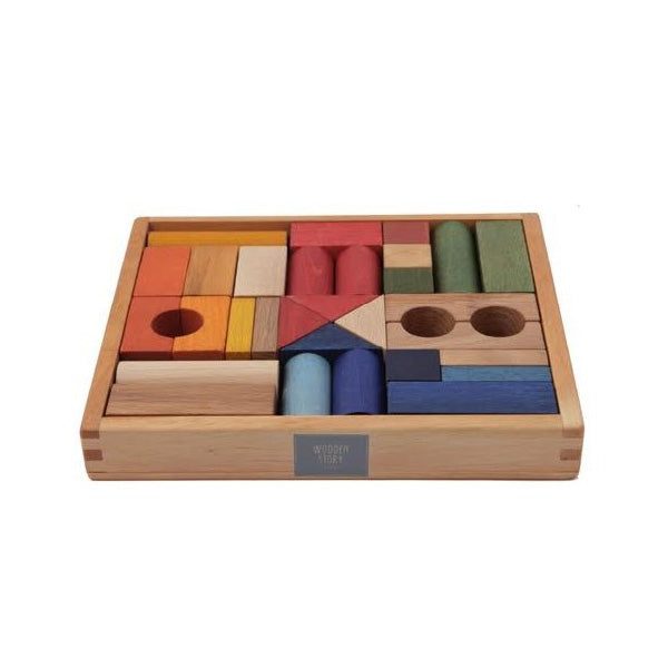 Wooden Story Rainbow Blocks – 30 pcs