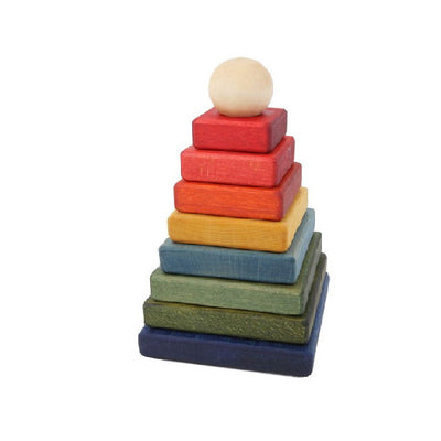 Wooden Story Pyramid Stacker – Rainbow