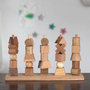 Wooden Story Stacking Toy – Natural